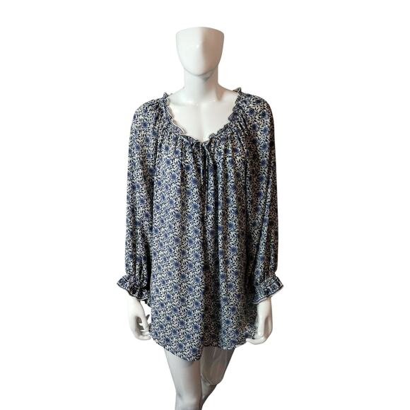 Max Studio Womens 2X Boho Flowy Peasant Floral Top Smocked Balloon Sleeve Flowy - Picture 7 of 11